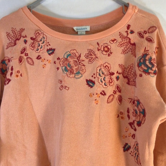 Sundance Women's Sweatshirt Peach Size Large Clementine Fields Embroidered Boho - Picture 3 of 9